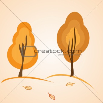 Orange autumn trees. Vector background