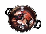 Fish heads in a pot