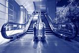 escalator in blue tone