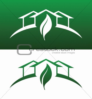 Green House Concept Icons Both Solid and Reversed for Ecology, Recycling, Company, Service or Product.