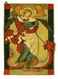 St Michael triumphant over the devil antique painting