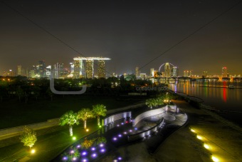 Singapore Night Skyline from Marina Barrage