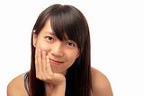 smile chinese girl isolated on white background