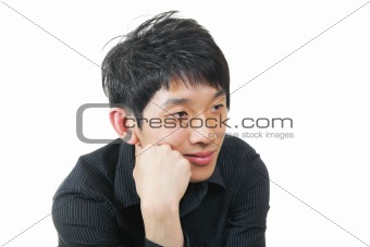 chinese man looking to right