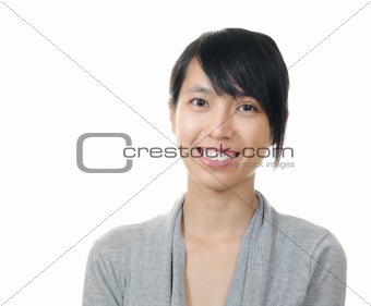 smile chinese girl on white background 