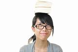 girl with books on head