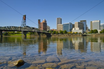 Portland Oregon Downtown Skyline Reflection 2