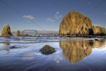 Reflection of Haystack Rock at Cannon Beach 3