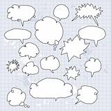 set of hand drawn speech and thought bubbles