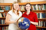 Library Teens with Globe