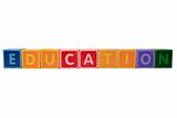 education in toy block letters