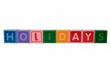 holidays in toy block letters