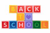 loving back to school in toy block letters