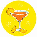 Orange Margarita: Retro cocktail icon isolated on yellow background