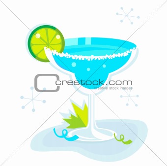 Blue Margarita cocktail isolated on white background