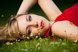 Beautiful girl on grass