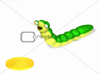 Caterpillar and coin