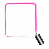 spray can spraying a pink square border with rounded corners