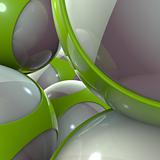 3d green alien techno object balls