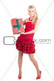 Happy woman with Christmas presents