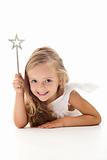 Little angel fairy with magic wand