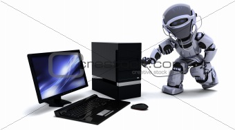 robot with computer and stethoscope