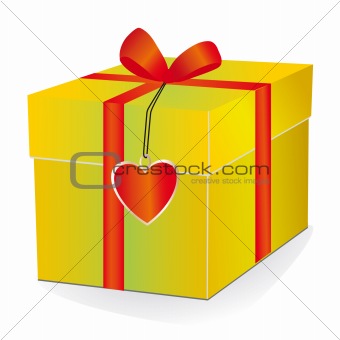 Yellow box with red ribbon