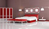 modern red bedroom