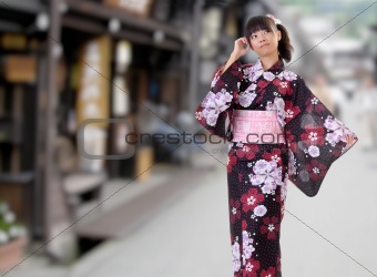 Japanese girl walking on street