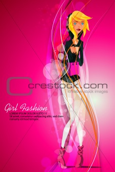 Pink Banner Design with Sexy Woman