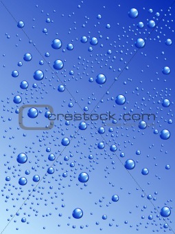 Blue drops on glass