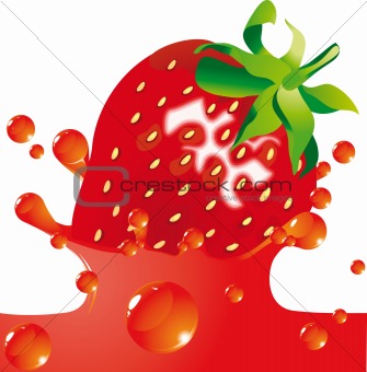 Strawberry falls in juice