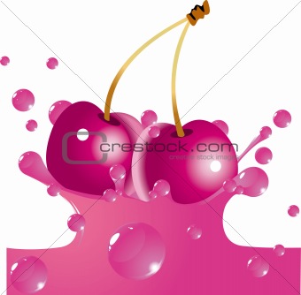 Cherry falls in juice