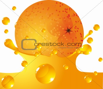 Orange falls in juice