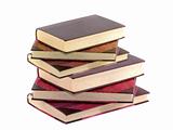 Stack of old books isolated on the white background