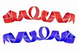 blue and red ribbon curl isolated on white