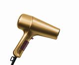 golden hair dryer isolated on white background