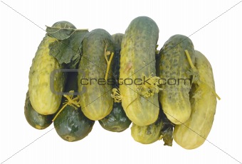 canned cucumbers isolated over white background