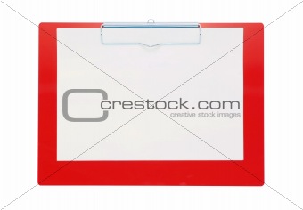 Clip board and papers isolated on white background