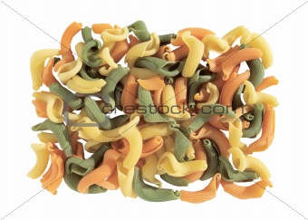 multicolor macaroni, vermicelli isolated on white background