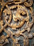  Dragon carved on wooden door