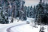 car on winter road