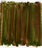 green, brown, and red abstract on canvas