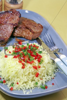 Steak beef with garlic mashed potatoes