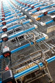 Trolleys at a supermarket