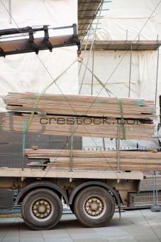 loading a truck at a building site