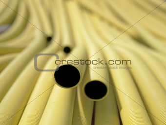 Yellow plastic pipes