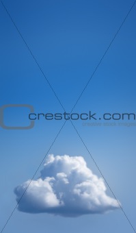 Single white cloud in blue sky