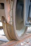 Rusty wheel of train