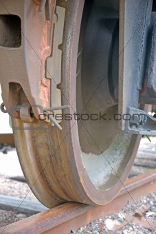 Rusty wheel of train